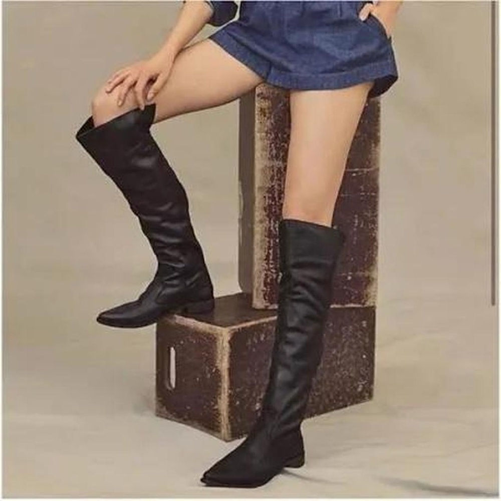 Free People Black Brenna Over The Knee Boots